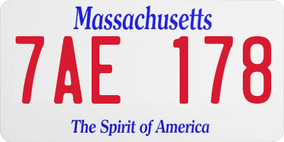 MA license plate 7AE178