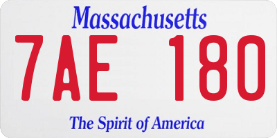 MA license plate 7AE180