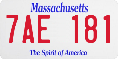 MA license plate 7AE181