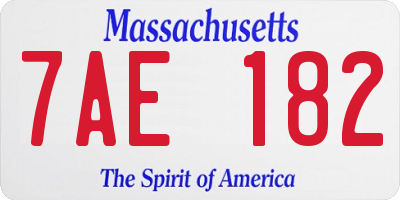 MA license plate 7AE182