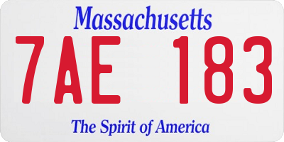 MA license plate 7AE183