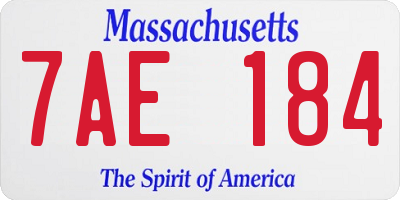 MA license plate 7AE184