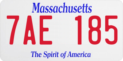 MA license plate 7AE185