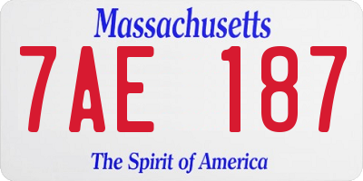 MA license plate 7AE187