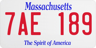MA license plate 7AE189