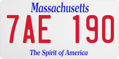 MA license plate 7AE190