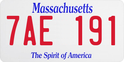 MA license plate 7AE191