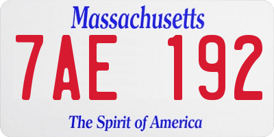MA license plate 7AE192