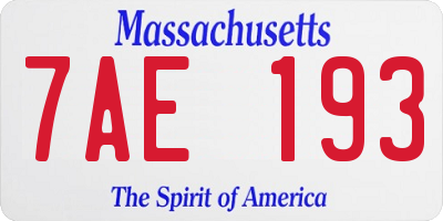 MA license plate 7AE193