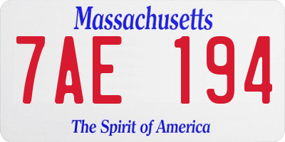 MA license plate 7AE194