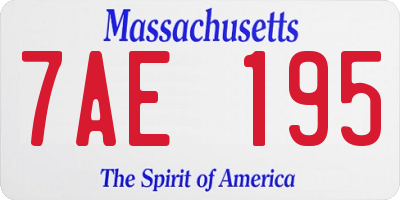 MA license plate 7AE195