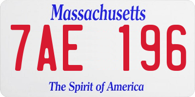 MA license plate 7AE196
