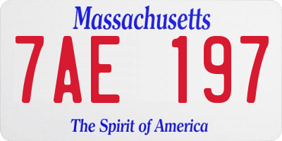 MA license plate 7AE197
