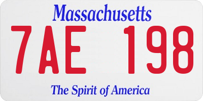 MA license plate 7AE198