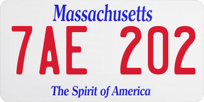 MA license plate 7AE202