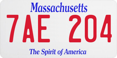 MA license plate 7AE204