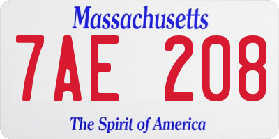MA license plate 7AE208