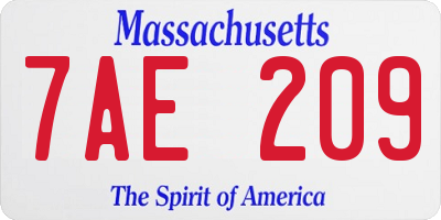 MA license plate 7AE209