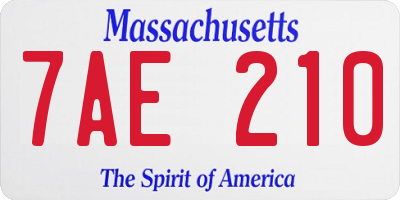 MA license plate 7AE210