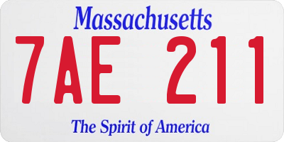 MA license plate 7AE211