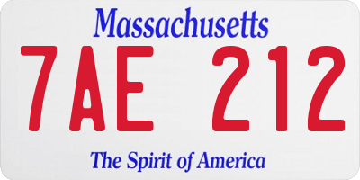 MA license plate 7AE212