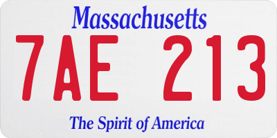 MA license plate 7AE213