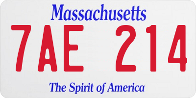 MA license plate 7AE214