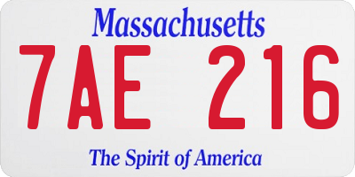 MA license plate 7AE216