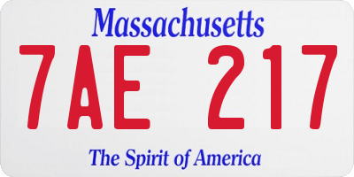 MA license plate 7AE217