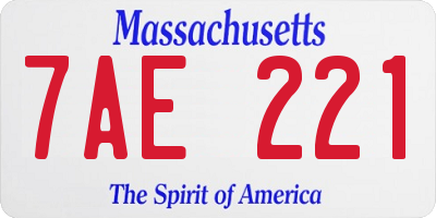 MA license plate 7AE221
