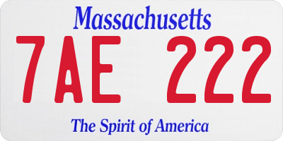 MA license plate 7AE222