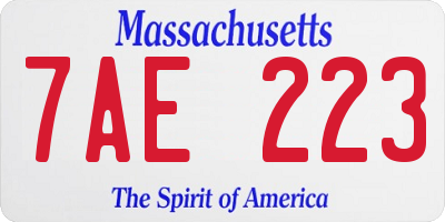 MA license plate 7AE223