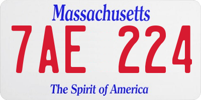 MA license plate 7AE224