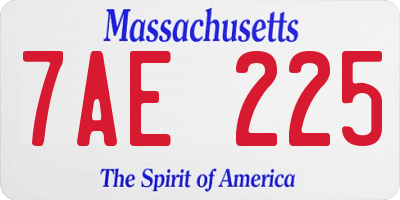 MA license plate 7AE225