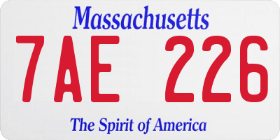 MA license plate 7AE226