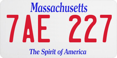 MA license plate 7AE227