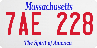MA license plate 7AE228