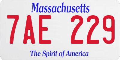 MA license plate 7AE229