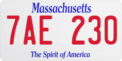 MA license plate 7AE230