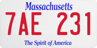 MA license plate 7AE231