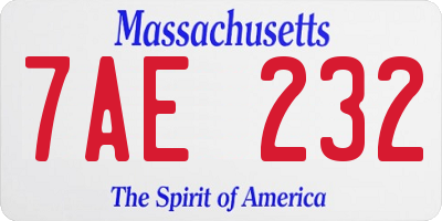 MA license plate 7AE232