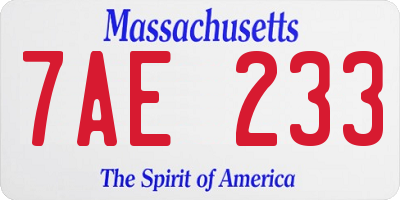 MA license plate 7AE233