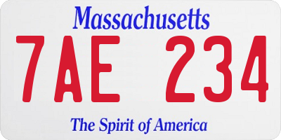 MA license plate 7AE234