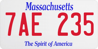 MA license plate 7AE235