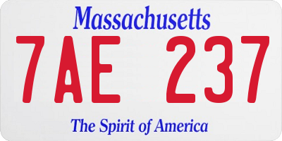 MA license plate 7AE237