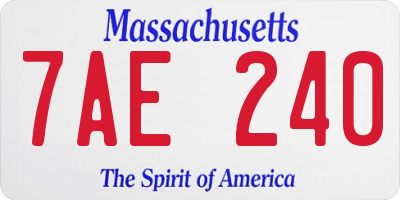 MA license plate 7AE240