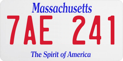 MA license plate 7AE241