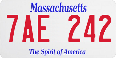 MA license plate 7AE242
