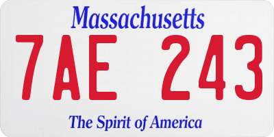 MA license plate 7AE243