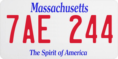 MA license plate 7AE244